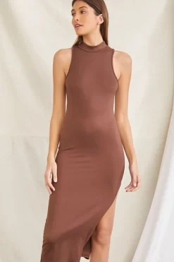Mock Neck Bodycon Midi Dress