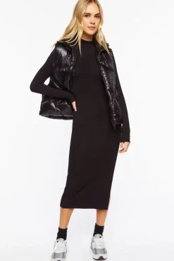 Mock Neck Bodycon Midi Dress