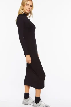 Mock Neck Bodycon Midi Dress