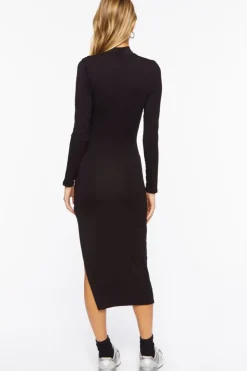 Mock Neck Bodycon Midi Dress