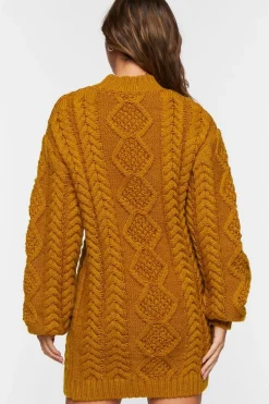 Mock Neck Cable Knit Mini Dress