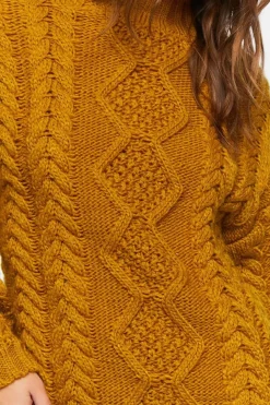 Mock Neck Cable Knit Mini Dress
