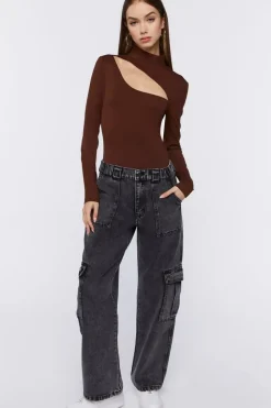 Mock Neck Cutout Bodysuit