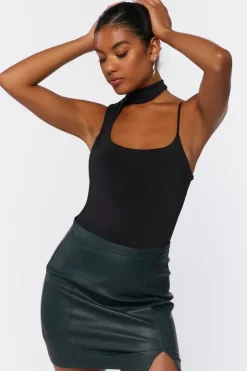 Mock Neck Cutout Cami Bodysuit