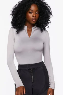 Mock Neck Half-Zip Bodysuit