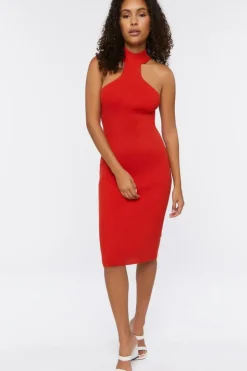 Mock Neck Racerback Midi Dress