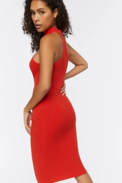 Mock Neck Racerback Midi Dress