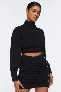 Mock Neck Top & Mini Skirt Set