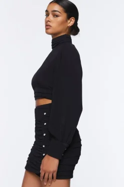 Mock Neck Top & Mini Skirt Set