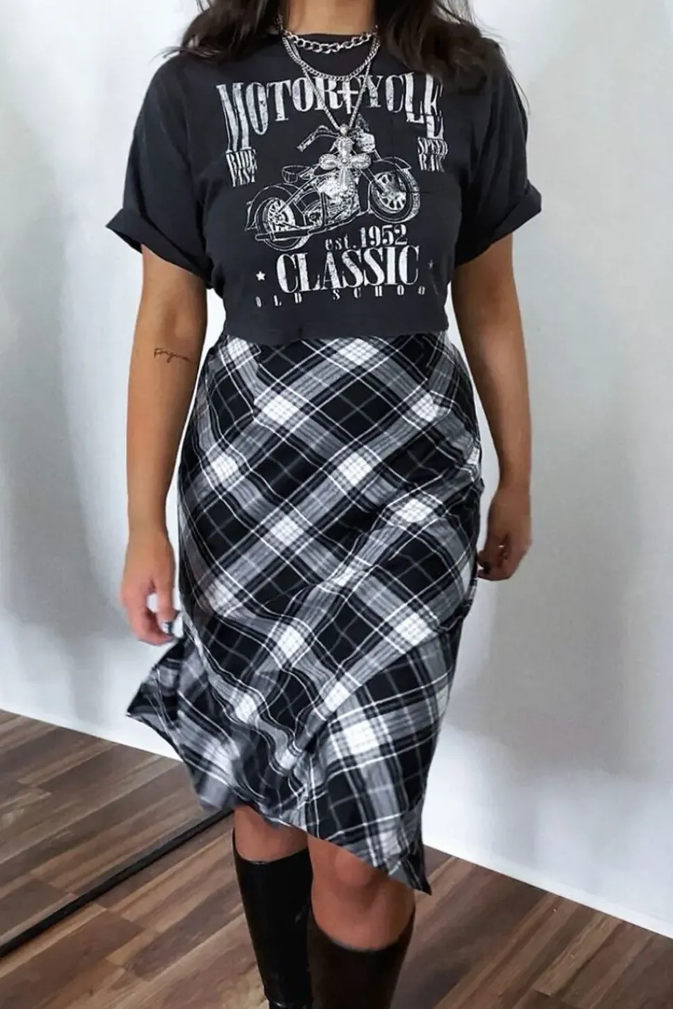 Motorcycle Graphic Cropped Tee