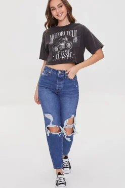 Motorcycle Graphic Cropped Tee