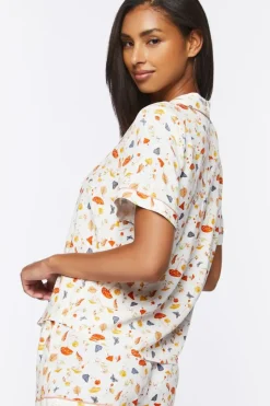 Mushroom & Butterfly Pajama Shirt & Shorts Set
