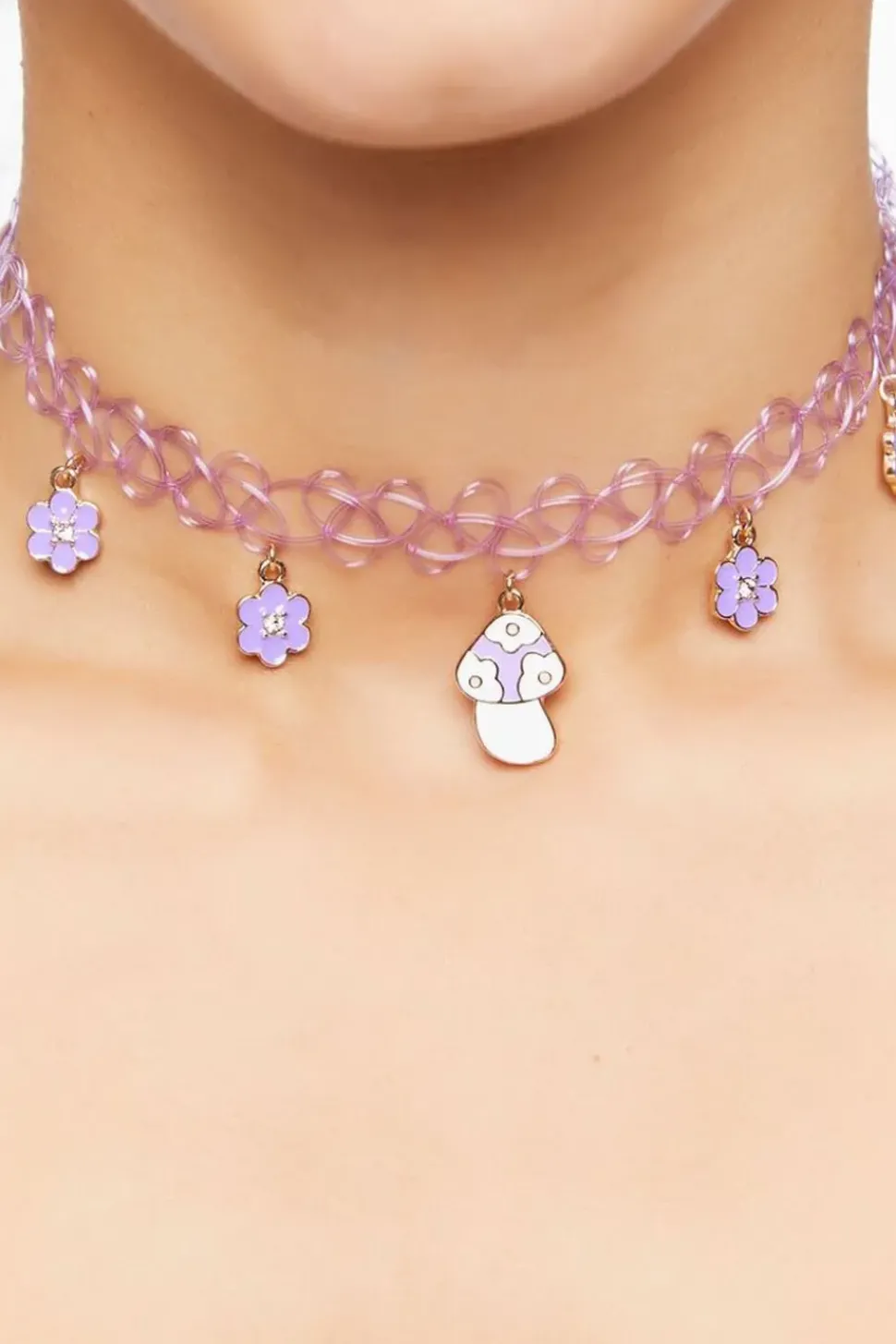 Mushroom Charm Choker Necklace
