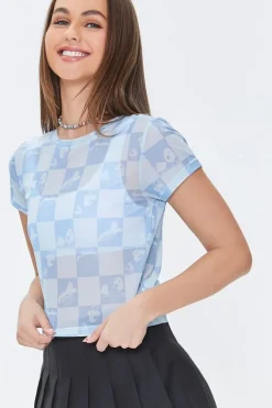 Mushroom Checkered Mesh Tee