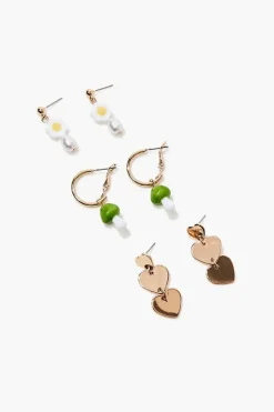 Mushroom & Floral Drop Earring Set
