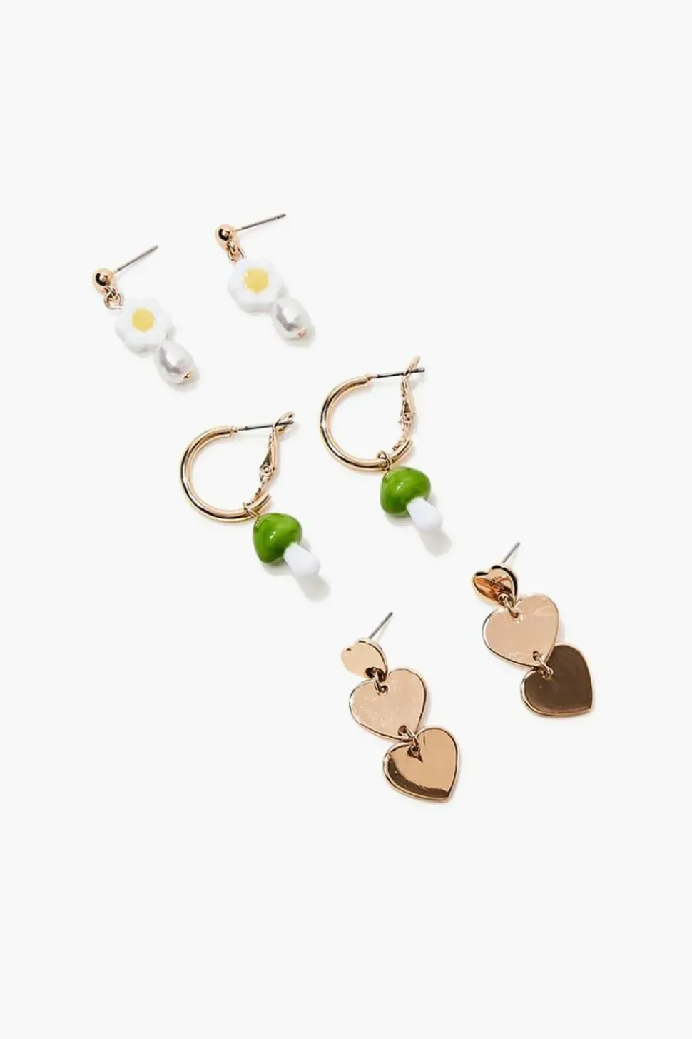 Mushroom & Floral Drop Earring Set