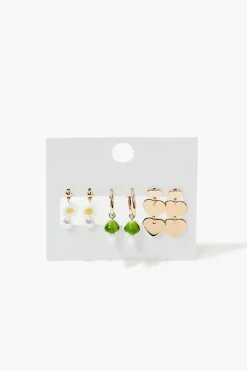 Mushroom & Floral Drop Earring Set