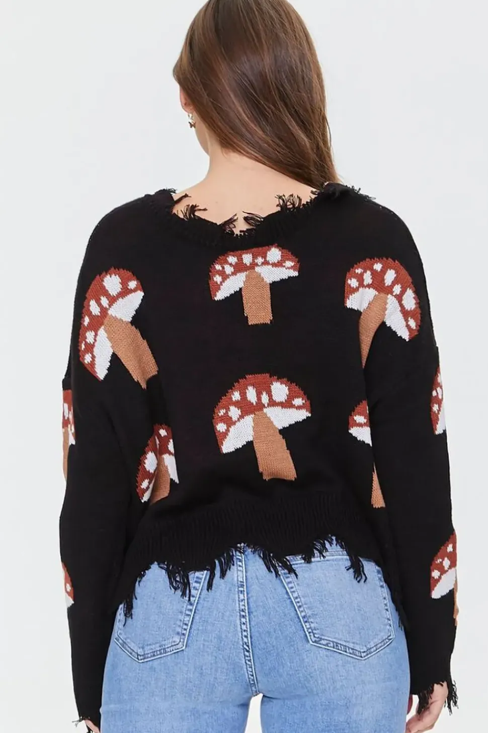 Mushroom Frayed Sharkbite Sweater