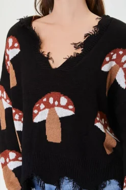 Mushroom Frayed Sharkbite Sweater