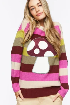 Mushroom Graphic Striped Sweater
