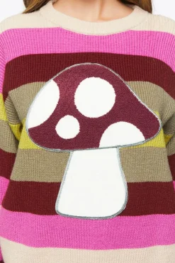 Mushroom Graphic Striped Sweater