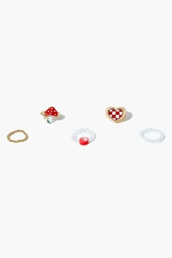 Mushroom & Heart Ring Set