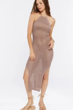 Netted Halter Midi Dress