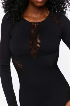 Netted Mesh Cutout Mini Dress