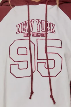 New York Embroidered Raglan Hoodie