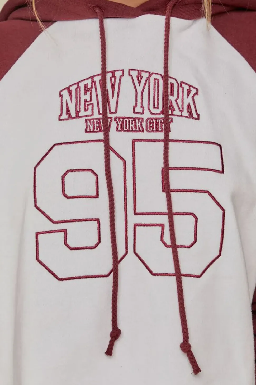 New York Embroidered Raglan Hoodie