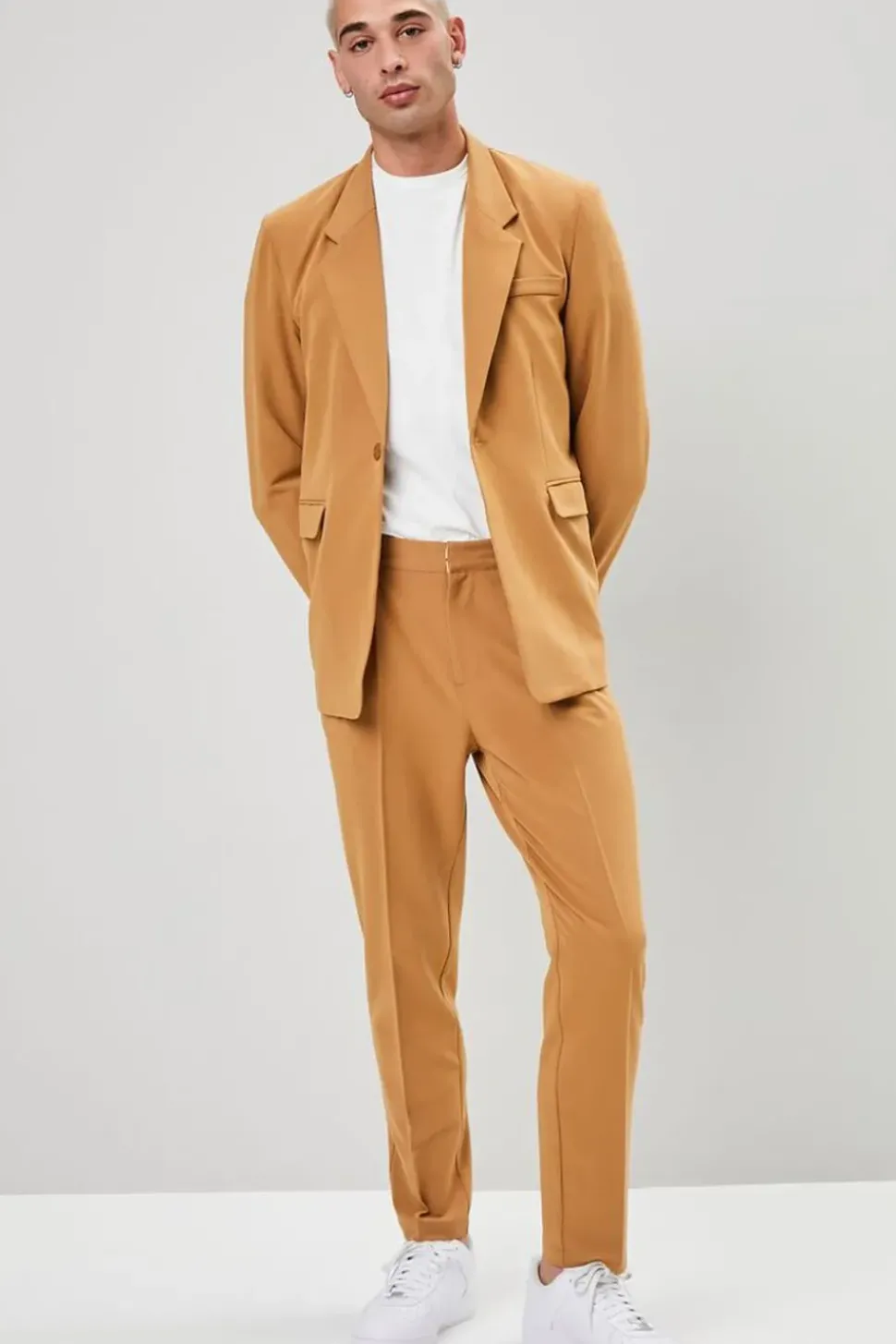 Notched Button-Front Blazer