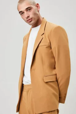 Notched Button-Front Blazer
