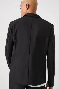 Notched Button-Front Blazer