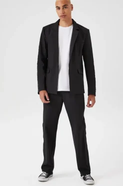 Notched Button-Front Blazer