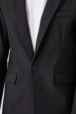 Notched Button-Front Blazer