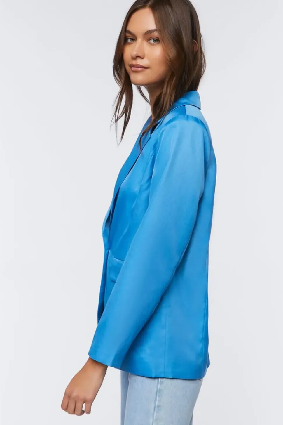 Notched Button-Front Blazer
