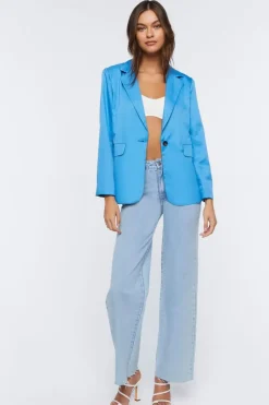 Notched Button-Front Blazer
