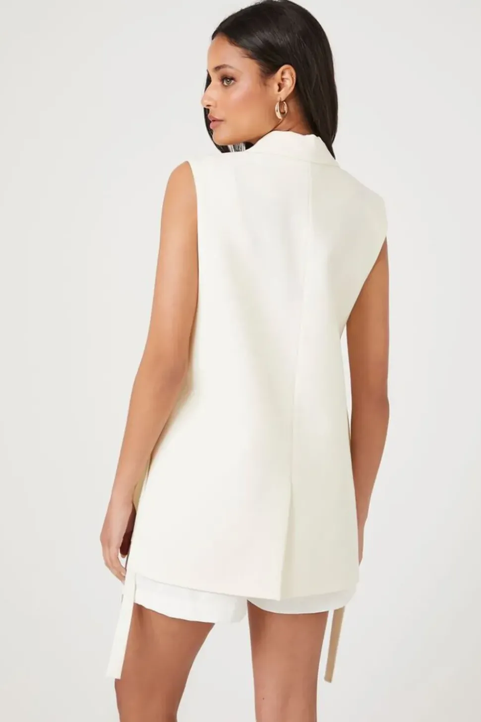 Notched Button-Front Blazer Vest