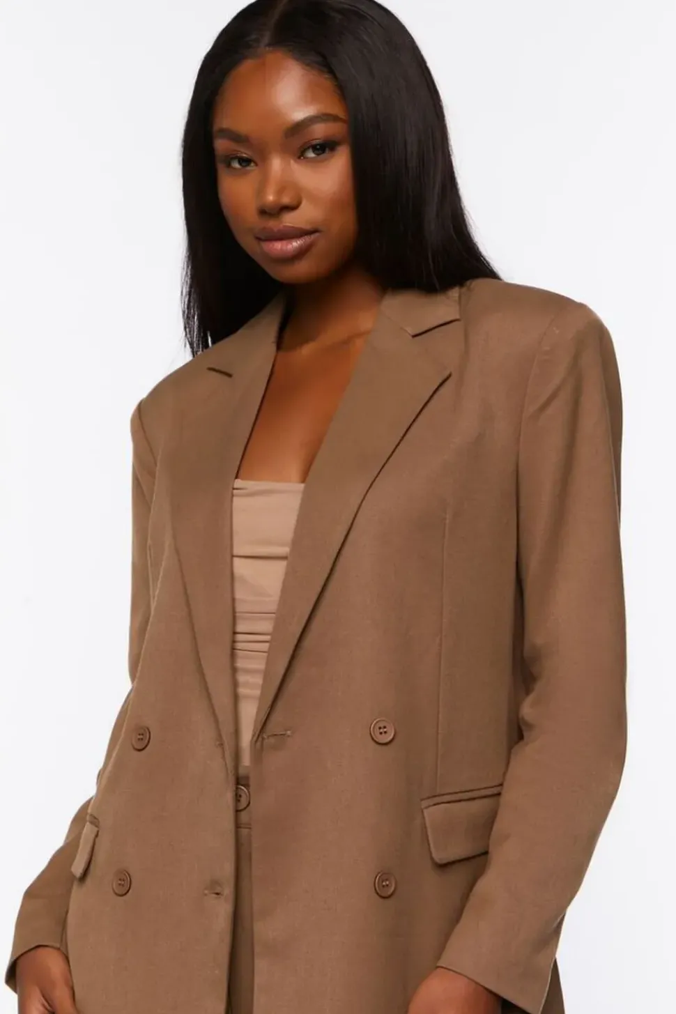 Notched Double-Breasted Blazer