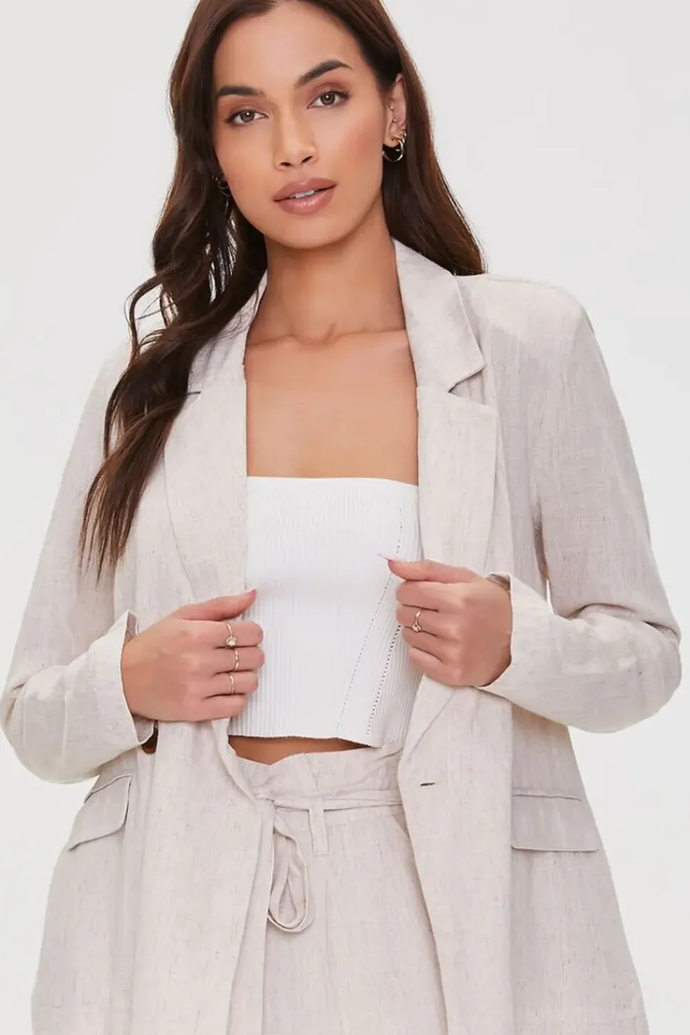 Notched Linen-Blend Blazer