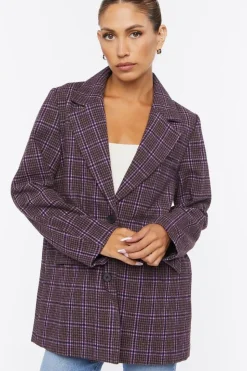 Notched Plaid Blazer