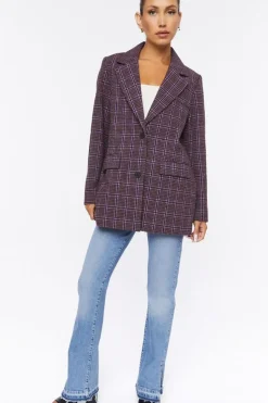 Notched Plaid Blazer