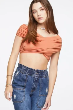 Off-The-Shoulder Crossover Crop Top