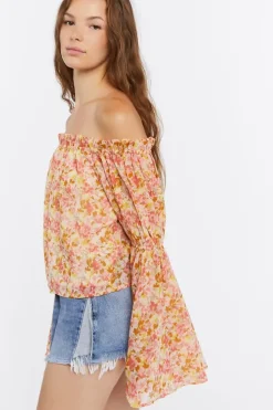 Off-The-Shoulder Floral Print Top