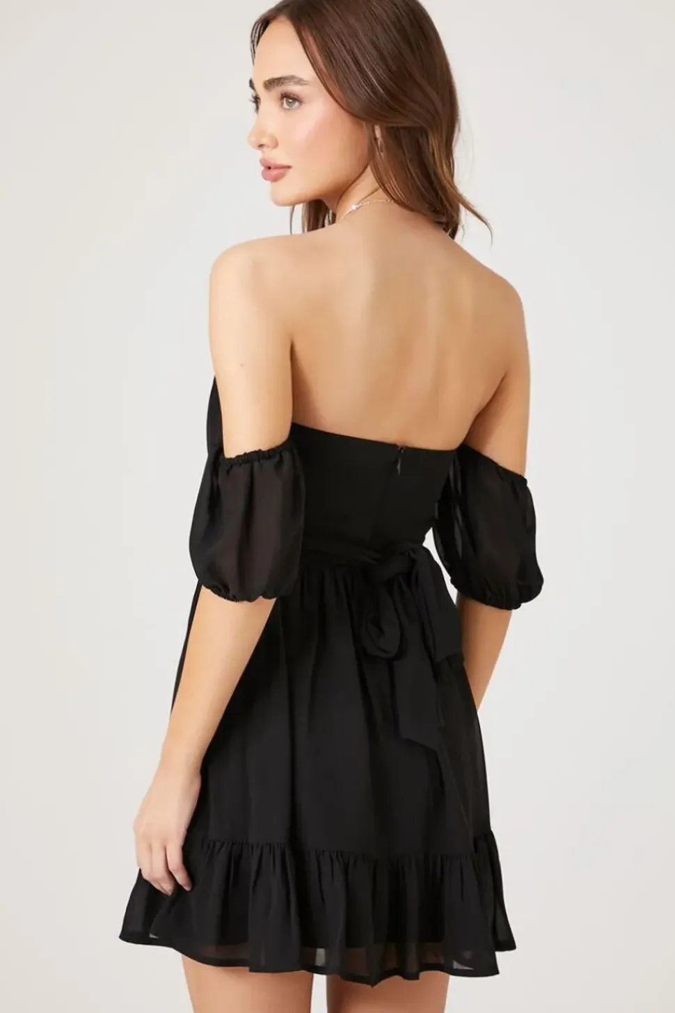 Off-The-Shoulder Flounce Mini Dress