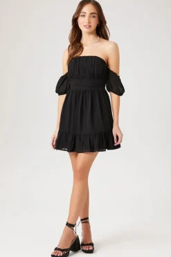 Off-The-Shoulder Flounce Mini Dress