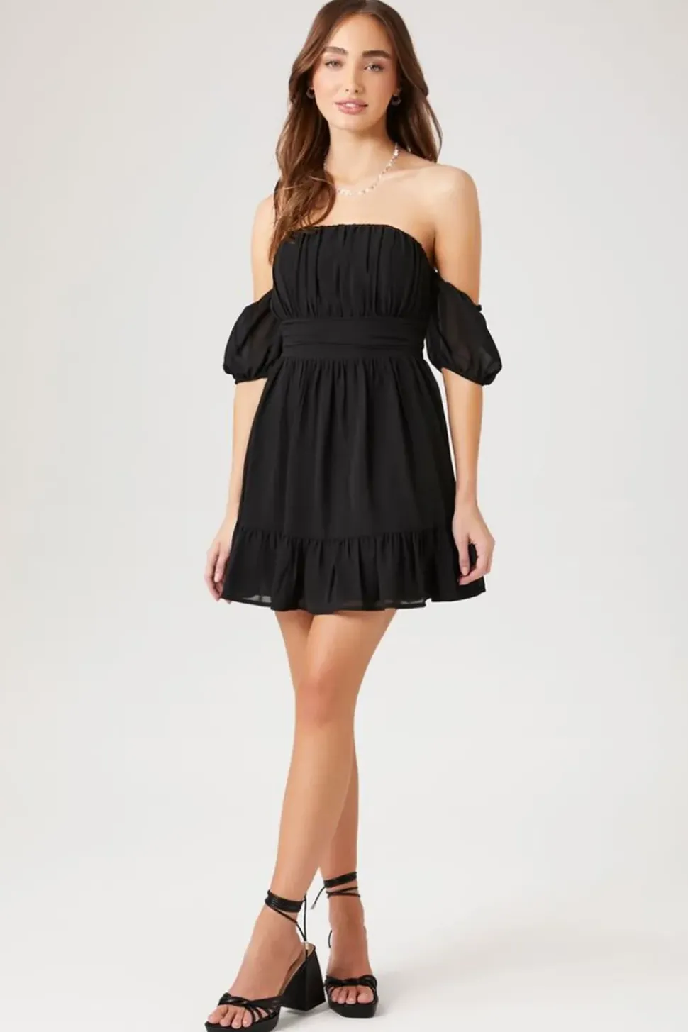 Off-The-Shoulder Flounce Mini Dress