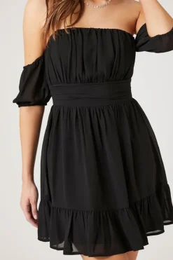 Off-The-Shoulder Flounce Mini Dress