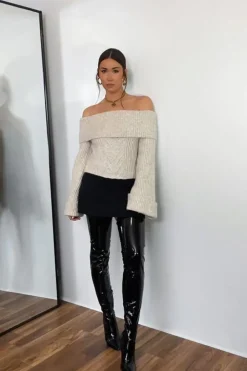 Off-The-Shoulder Foldover Sweater