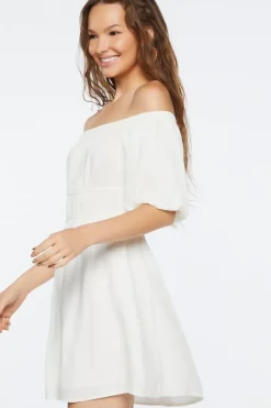 Off-The-Shoulder Peasant Mini Dress